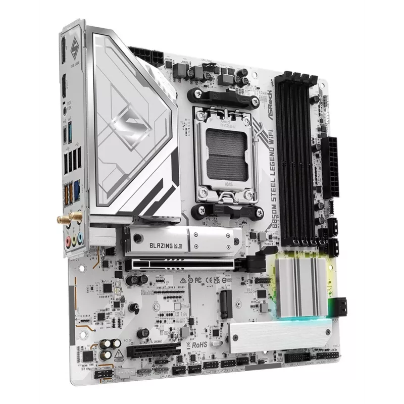 Scheda madre ASRock B850M Steel Legend WiFi — AMD B850, socket AM5, microATX, DDR5, 4 DIMM, Wi-Fi 7, LAN 2.5Gb