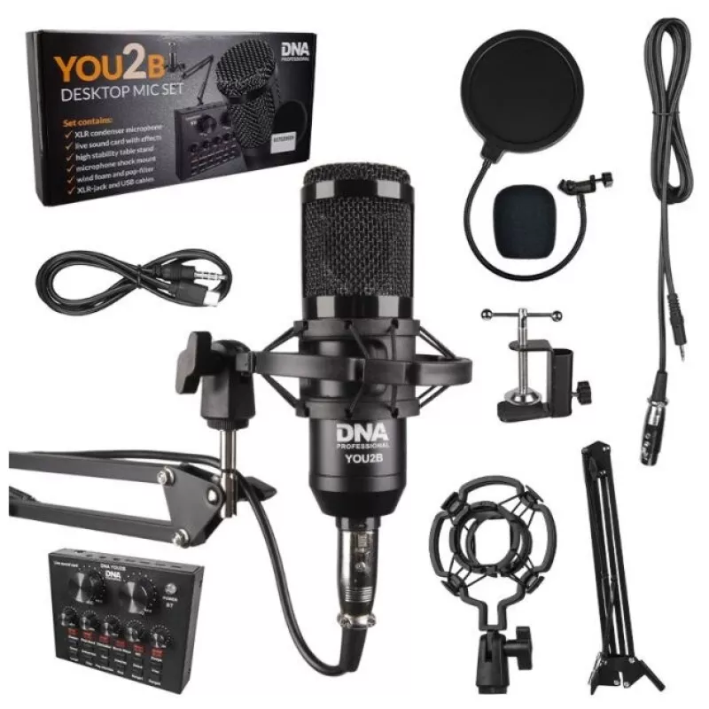 Kit microfono Bitmat DNA YOU2B — microfono, interfaccia audio, supporto e cavo