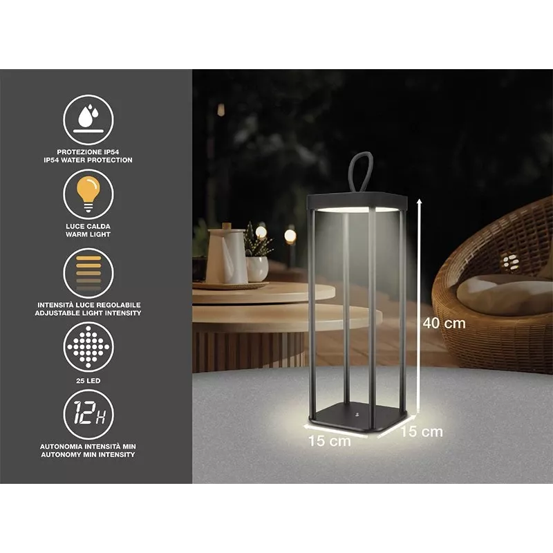 Lanterna ricaricabile Beper P207ILI100 — nera, illuminazione LED portatile