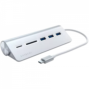 Satechi Type-C Hub USB e lettore di schede in alluminio, argento, ST-TCHCRS
