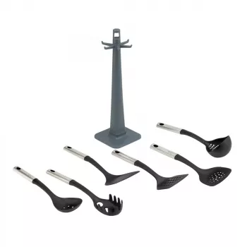 Set utensili da cucina JATA HACC4624 7 pz. nero acciaio inox resistente al calore fino a 210 °C