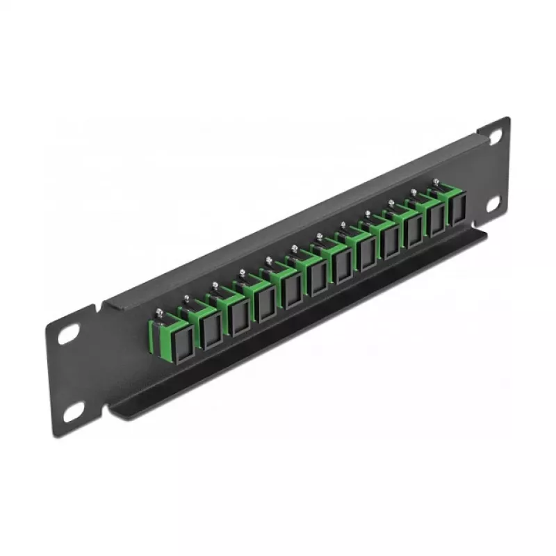 Patch panel fibra ottica DeLOCK 10 pollici 12 porte SC simplex verde 1U nero