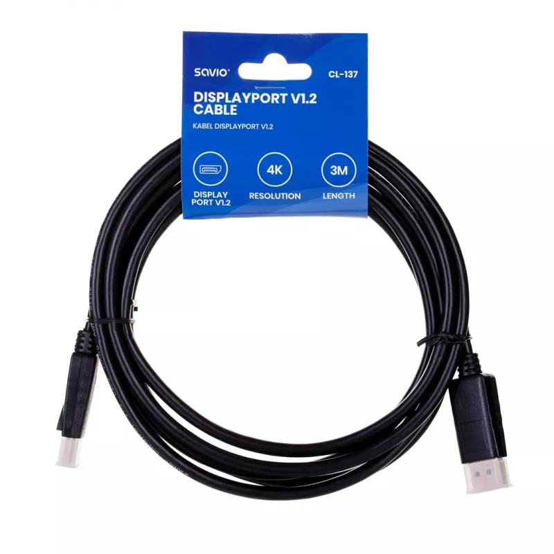 Cavo DisplayPort Savio CL-137 3 m nero