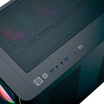 Case per PC tower AEROCOOL P500C EVO-G-BK-v1 con 2 pannelli laterali in vetro temperato, nero