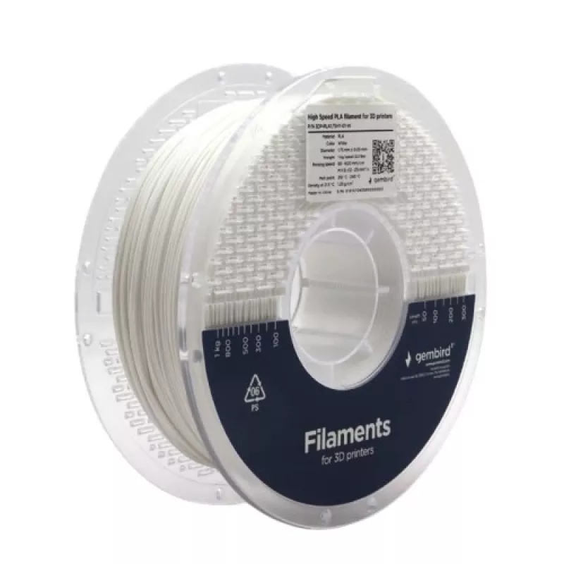 Filamento per stampa 3D GEMBIRD PLA 1,75 mm bianco 1 kg