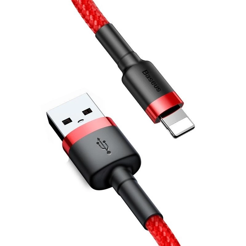 Cavo USB Lightning Baseus Cafule 2,4A 1m (nero + rosso)