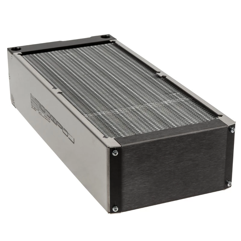Blocco radiatore Aqua-Computer 33706 — alluminio/rame/acciaio inox, 320×140×73 mm, grigio/argento