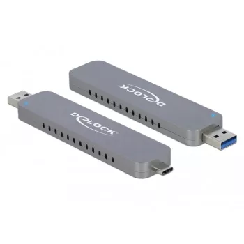 Case esterno per SSD M.2 NVMe PCIe, box per unità argento, con connettore USB Type-C e Type-A