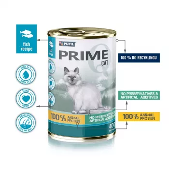 PUPIL Prime ricco di salmone con trota - umido per gatti - 400 g