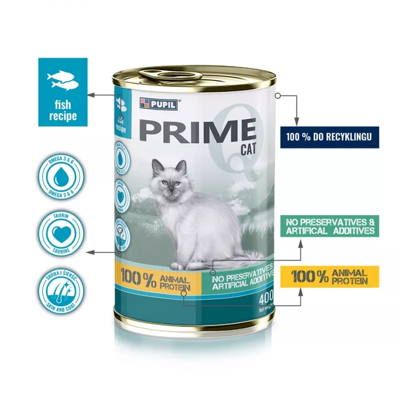 PUPIL Prime ricco di salmone con trota - umido per gatti - 400 g
