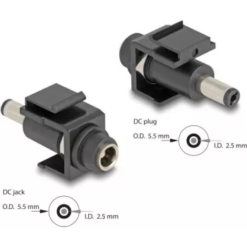 Modulo keystone DeLOCK DC 5,5 x 2,5 mm femmina su maschio nero