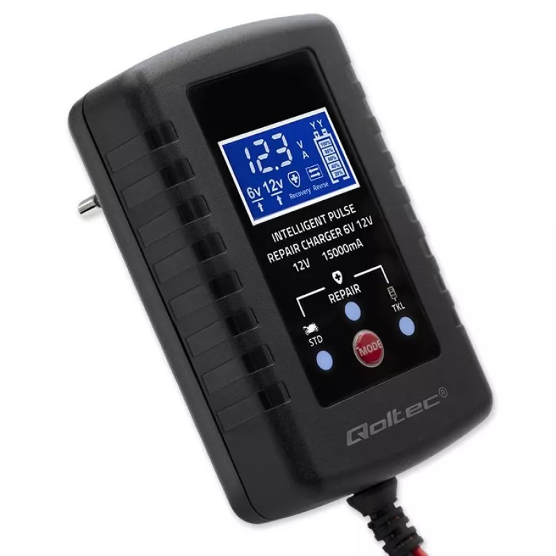 Caricabatterie QOLTEC 52426 per batterie AGM/GEL/standard 6V/12V 2A con indicatore LED