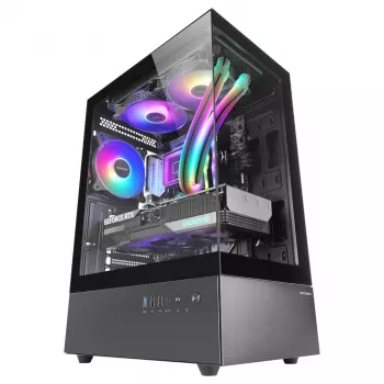 Case per PC TACENS Mars Gaming MC-XO Midi Tower nero — ATX/Micro-ATX/Mini-ITX, alimentatore in basso, 1 ventola posteriore 120 mm, supporta schede grafiche fino a 328 mm