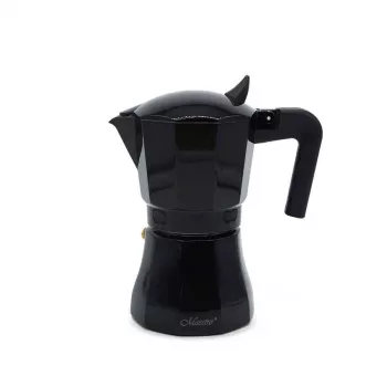 Caffettiera Moka Maestro MR-1658-3 – caffettiera espresso in alluminio, 3 tazze (0,15 l), nera, coperchio a scatto
