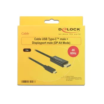 DeLOCK 85256 Adattatore cavo video 2 m USB Type-C DisplayPort nero