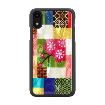 Custodia per cellulare iKins per iPhone XR — motivo fiori di ciliegio, nero