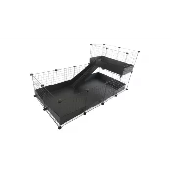 Gabbia modulare C&C a un piano 4x2 + soppalco 2x1 + rampa nera