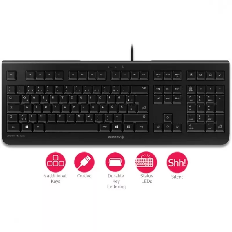 Tastiera CHERRY KC 1000 Ufficio USB QWERTY Spagnolo Nero