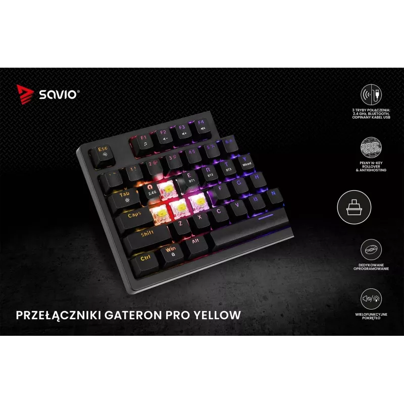 Tastiera gaming Savio Phenix SAVGK-RED USB RF Wireless Bluetooth QWERTY