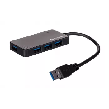 Hub USB NATEC Moth 4 porte USB 3.2 Gen 1 Type-A (5000 Mbit/s), alimentato via USB, nero, cavo 0,15 m