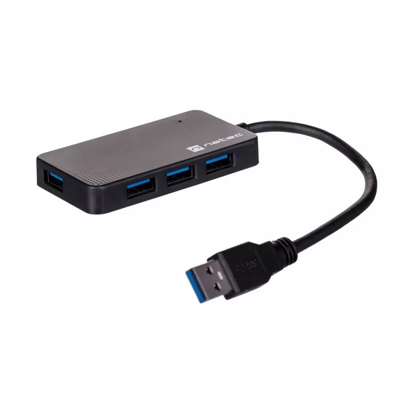 Hub USB NATEC Moth 4 porte USB 3.2 Gen 1 Type-A (5000 Mbit/s), alimentato via USB, nero, cavo 0,15 m