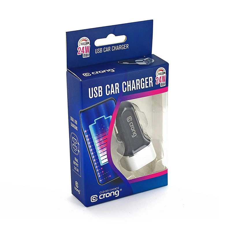 Caricabatterie da auto 2x USB 2,4A alluminio