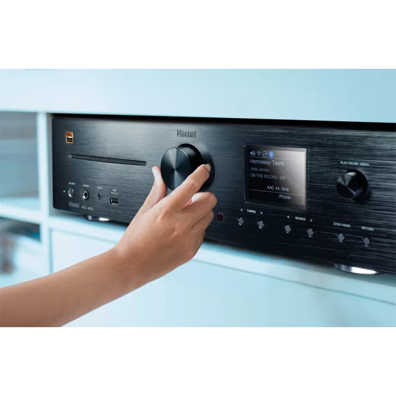 Sintoamplificatore stereo Magnat MC 400 — 2.0 canali, 40 W per canale, lettore CD, Wi-Fi, Bluetooth, DAB/FM, Ethernet (nero)