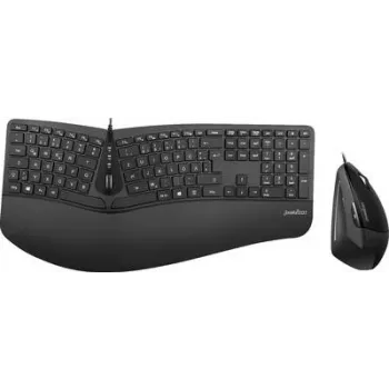 Perixx PERIDUO-505B, DE, set tastiera e mouse, cavo USB, ergonomico, nero (PERIDUO-505B)