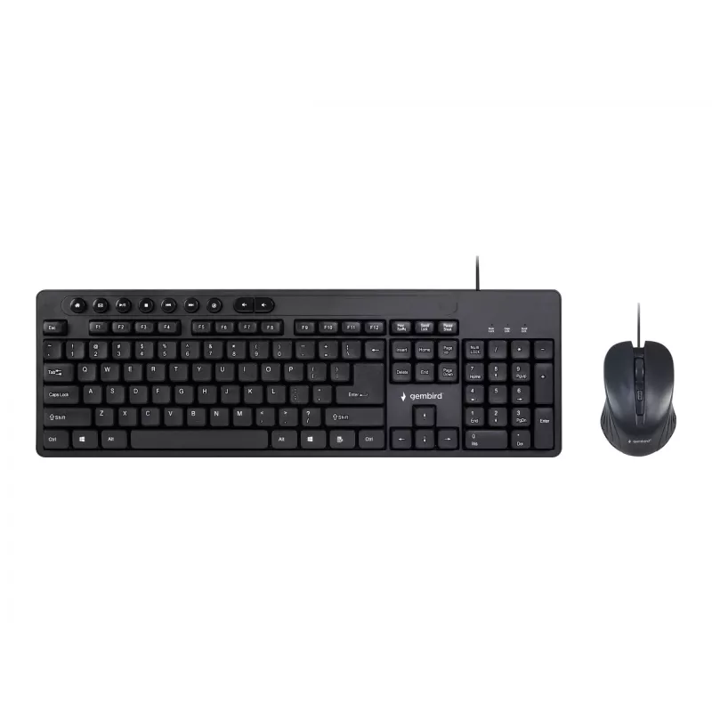 Tastiera full-size cablata Gembird KBS-UM-04 USB QWERTY US-inglese con mouse, nero, cavo 1,5 m