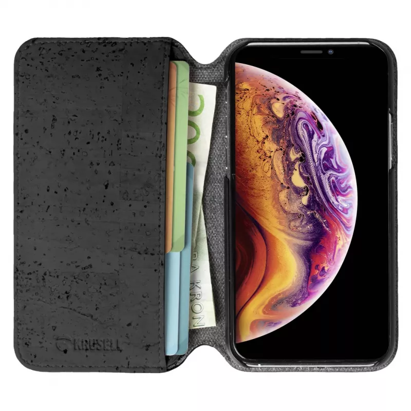 Custodia a libro Krusell Birka per iPhone 11 Pro Max 16,5 cm nero