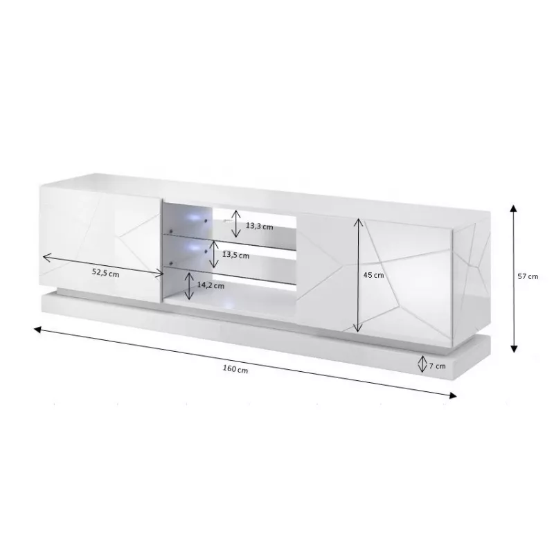 Cama Meble QIU 160 mobile TV, MDF, bianco lucido