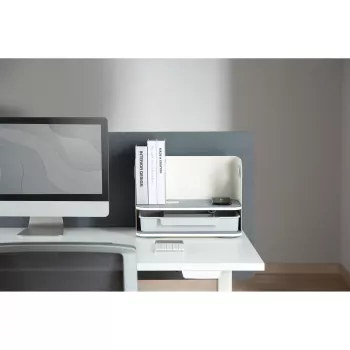 Organizer da scrivania Digitus con caricabatterie Qi acciaio grigio bianco 1 cassetto
