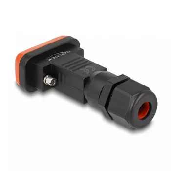 DeLOCK D-Sub 9 poli presa IP67 connettore impermeabile nero arancione