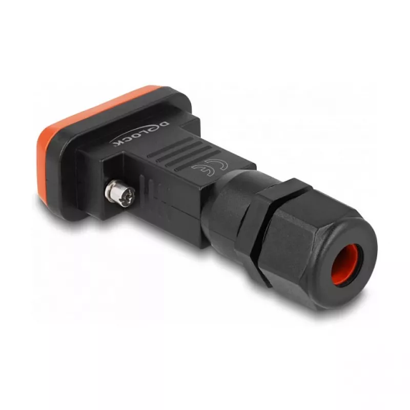 DeLOCK D-Sub 9 poli presa IP67 connettore impermeabile nero arancione