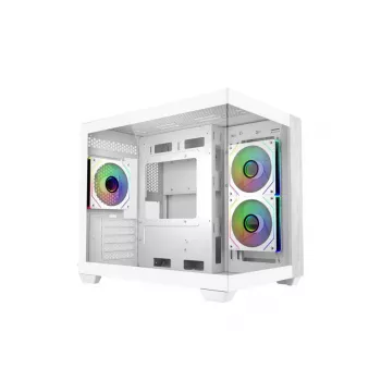 Cooler Master E481-WHNN-S00 Elite 481 WOOD bianco, mATX, pannello frontale, vetro temperato 70° vista completa