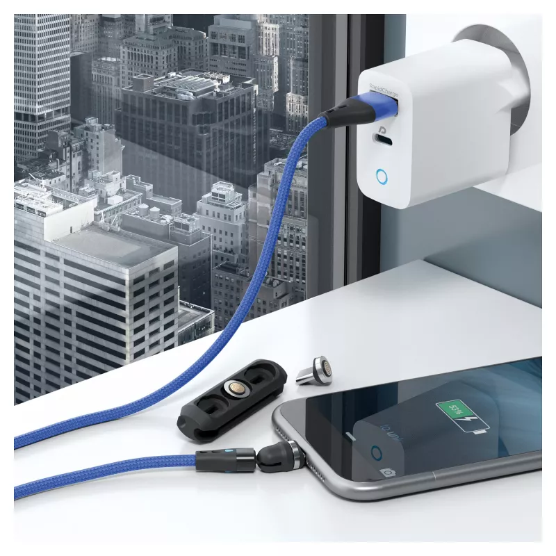 Cavo USB RealPower MagneticCharge3 1m USB A nero blu rosso