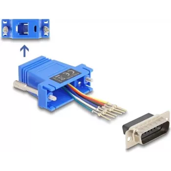 D-Sub 15 maschio su RJ12 femmina kit di montaggio, DELOCK, blu