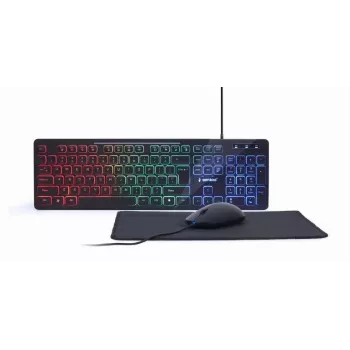 Tastiera full-size cablata con mouse Gembird KBS-UML-01 — USB, QWERTY US, 104 tasti, nero
