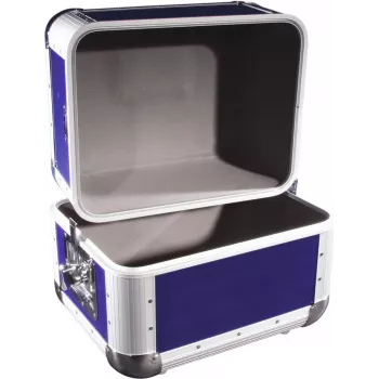 Roadinger Platten-Case 3011003B alluminio blu scuro arrotondato – valigia per vinili o supporti multimediali