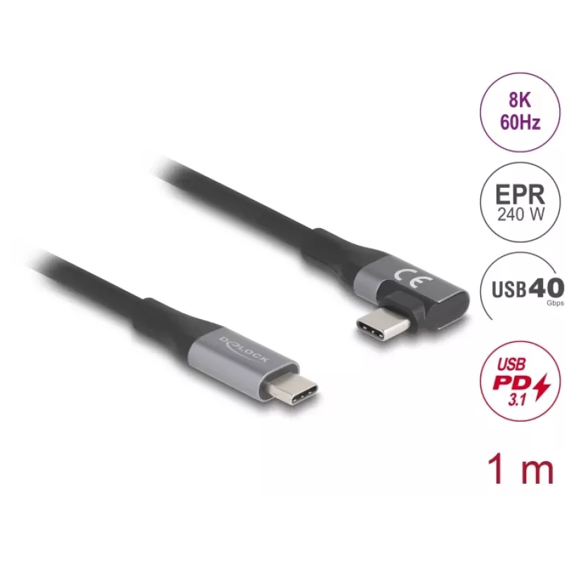 Cavo USB DeLOCK 81131 1 m USB-C nero 40 Gbit/s
