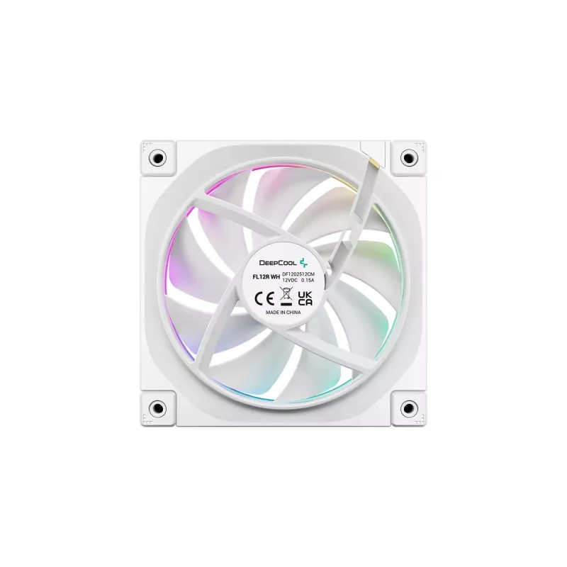 DeepCool FL12R WH 3-in-1 Reverse 120 mm ventole per case, 3 pezzi, 500-2150 giri/min, 93,45 m³/h, cuscinetto a dinamica dei fluidi, PWM a 4 pin, 33,9 dB, bianche