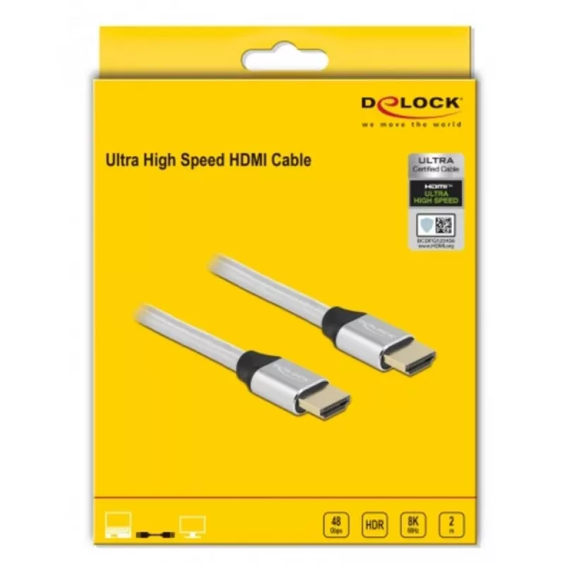 Cavo HDMI DeLOCK Ultra High Speed 48 Gbps 8K 60 Hz 2 m
