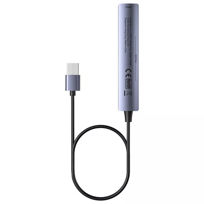 Hub USB Unitek H1208CGY01 — 4 porte USB 3.0 (5 Gbit/s), retrocompatibile con USB 2.0, alluminio