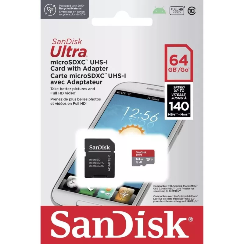 Scheda di memoria flash SANDISK SDSQUAB-064G-GN6TA 64GB