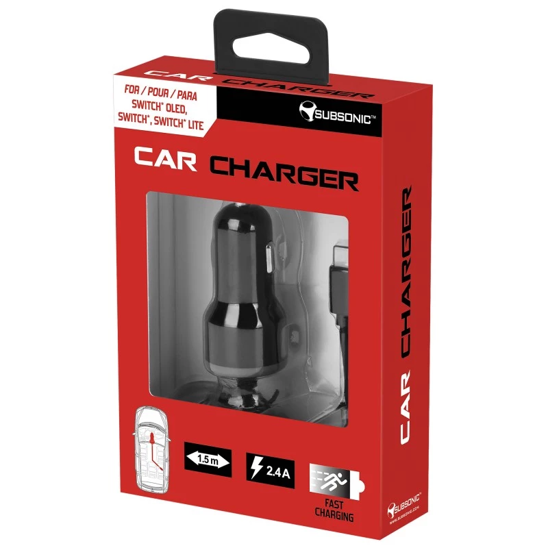 Caricabatterie da auto SUBSONIC SA5408 per prese 12V, uscita 2,4A
