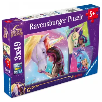 Puzzle Ravensburger Unicorn Academy – 3 x 49 pezzi, set per bambini
