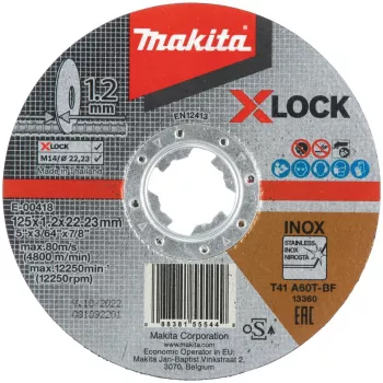 Makita - Disco da taglio - per acciaio inox - 125 mm - Grana: A60T