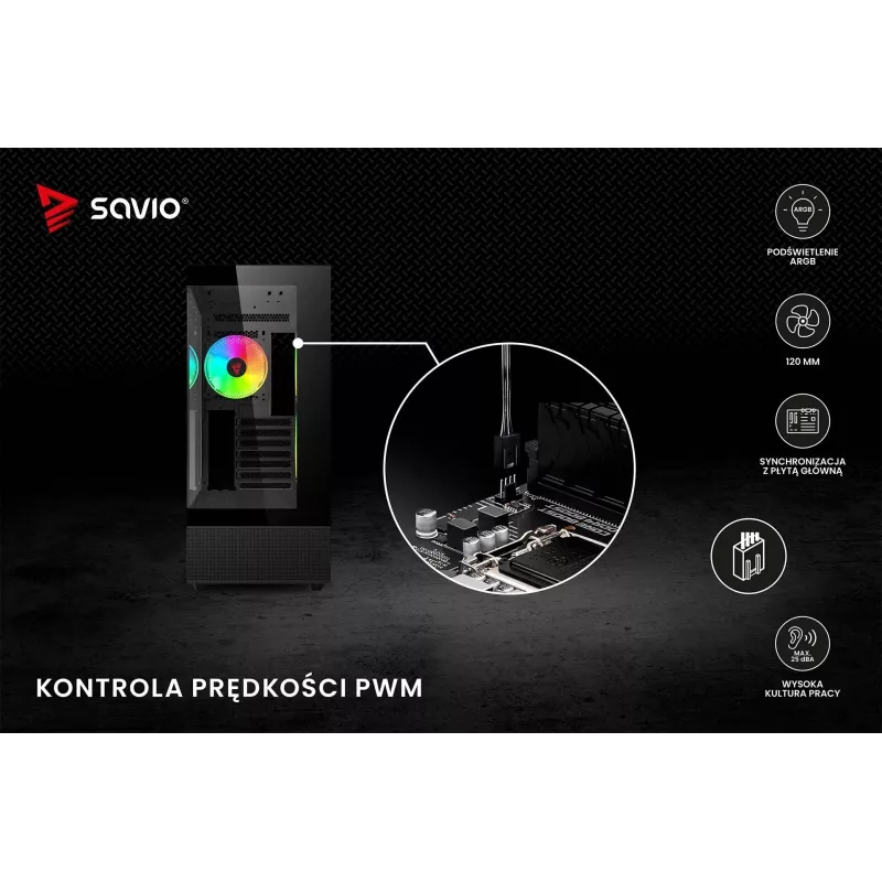 SAVIO Blast ventola per case 120mm ARGB PWM - Nero