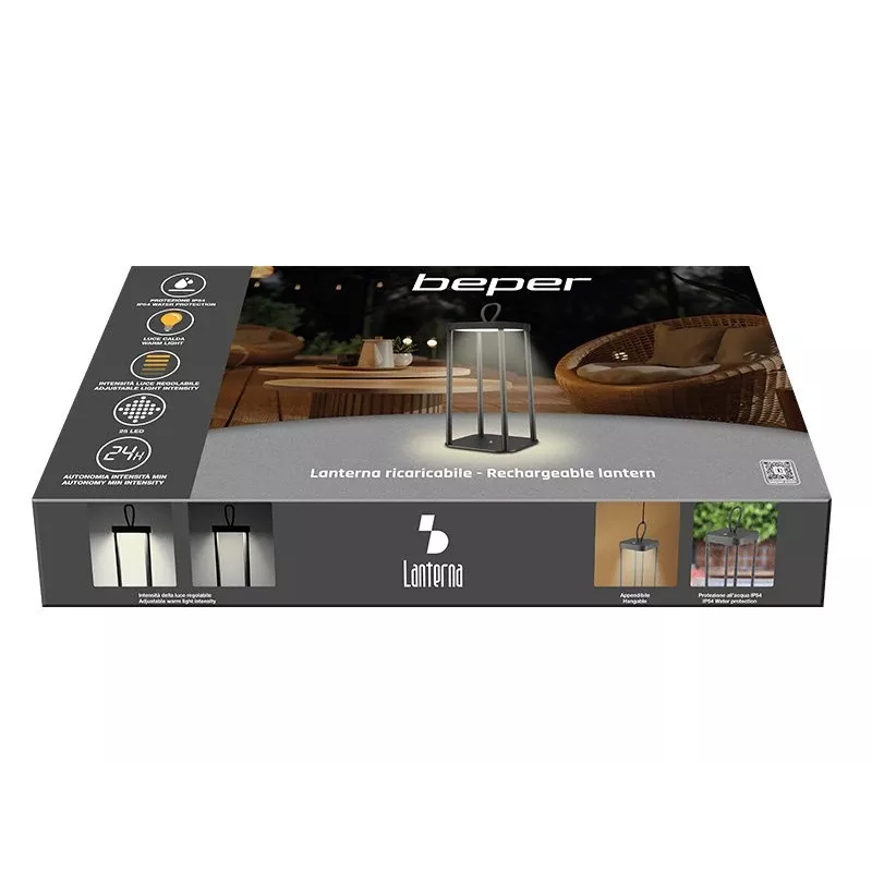 Lanterna ricaricabile Beper P207ILI100 — nera, illuminazione LED portatile