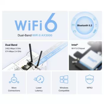 Mercusys WL-PCI AX3000 adattatore Express dual-band Bluetooth (MA80XE)